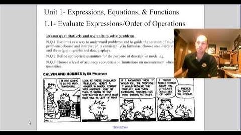 Algebra 1  1.1 Evaluate Expressions-Order of Operations