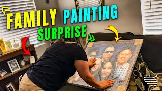 Girl Surprise Her Mother with a Family Painting