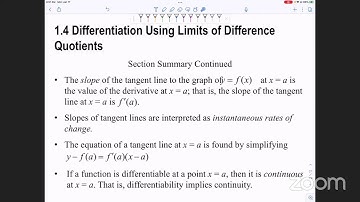 1.4 Differentiation Using Limits of Difference Quotients Calculus for Business MW 6pm Spring 2022