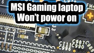 MSI Gaming laptop won't turn on after screen replacement Immediately shuts off