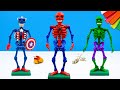 How to make skeletol man mod superhero spider man hulk captain america with clay