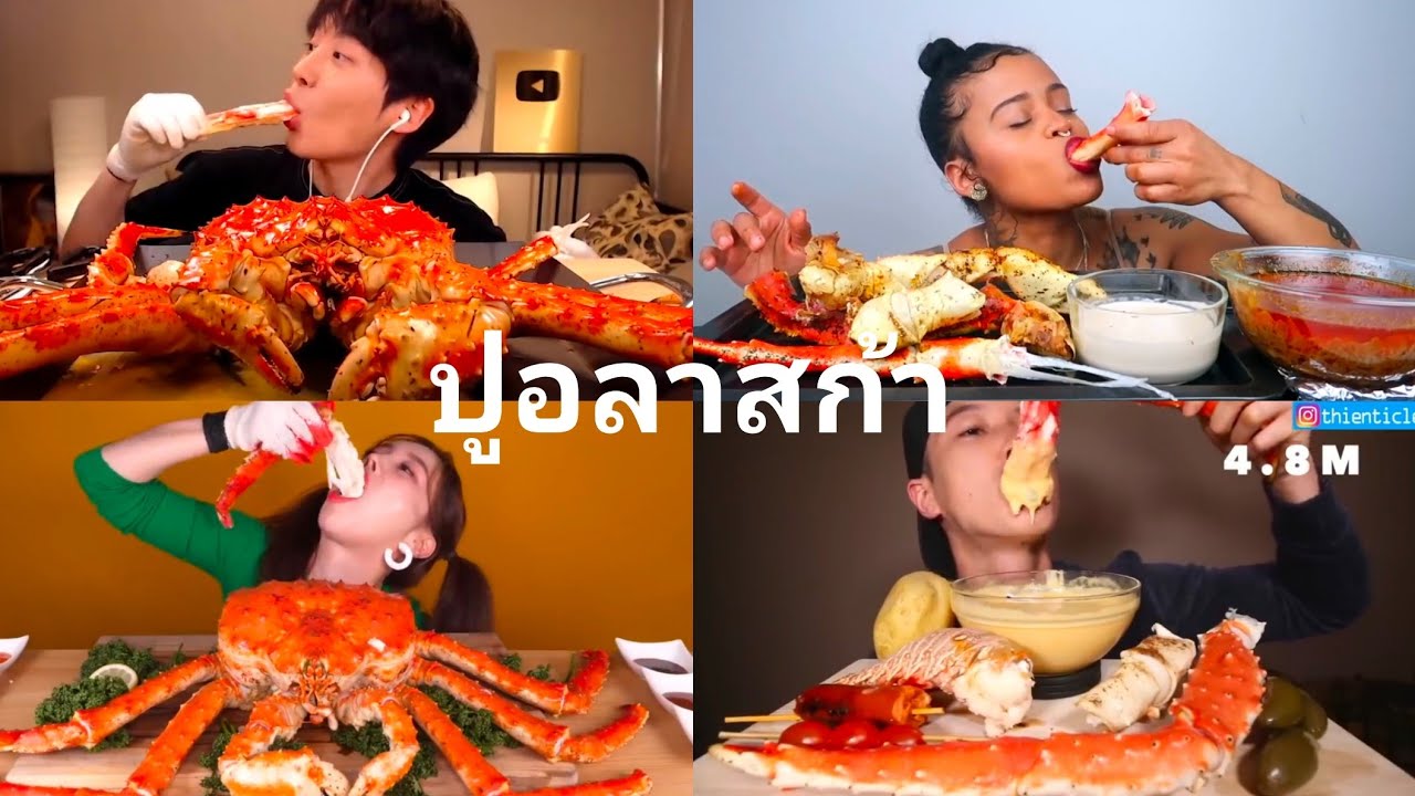 Asmr ปูอลาสก้า 🦀 รวมกินปูอลาสก้า King Crab Eating show คนจีนกินโชว์ ep.145