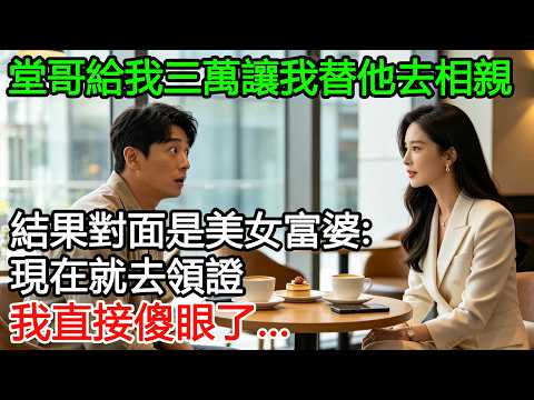 堂哥給我三萬塊讓我替他去相親，結果對面是美女富婆，她：現在就去領證，我直接傻眼了!#情感故事 #講故事