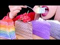 ASMR CREPE CAKE Rainbow | Big Bites | Sticky Eating Sounds 먹방