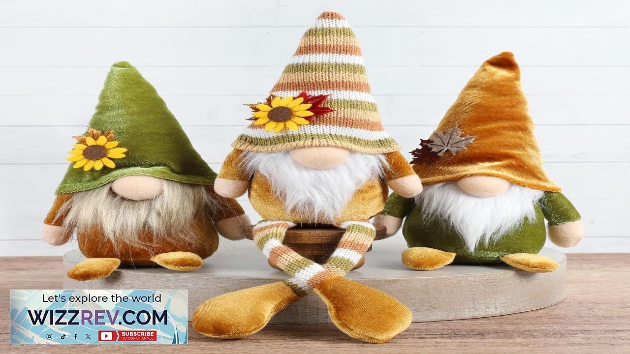 DAZONGE Осенний декор, 3 шт., плюшевые гномы для многоярусного подноса, декор осень