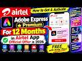 How to Get & Activate Adobe Express Premium For 12 Months in Airtel App Official Offer in 2026