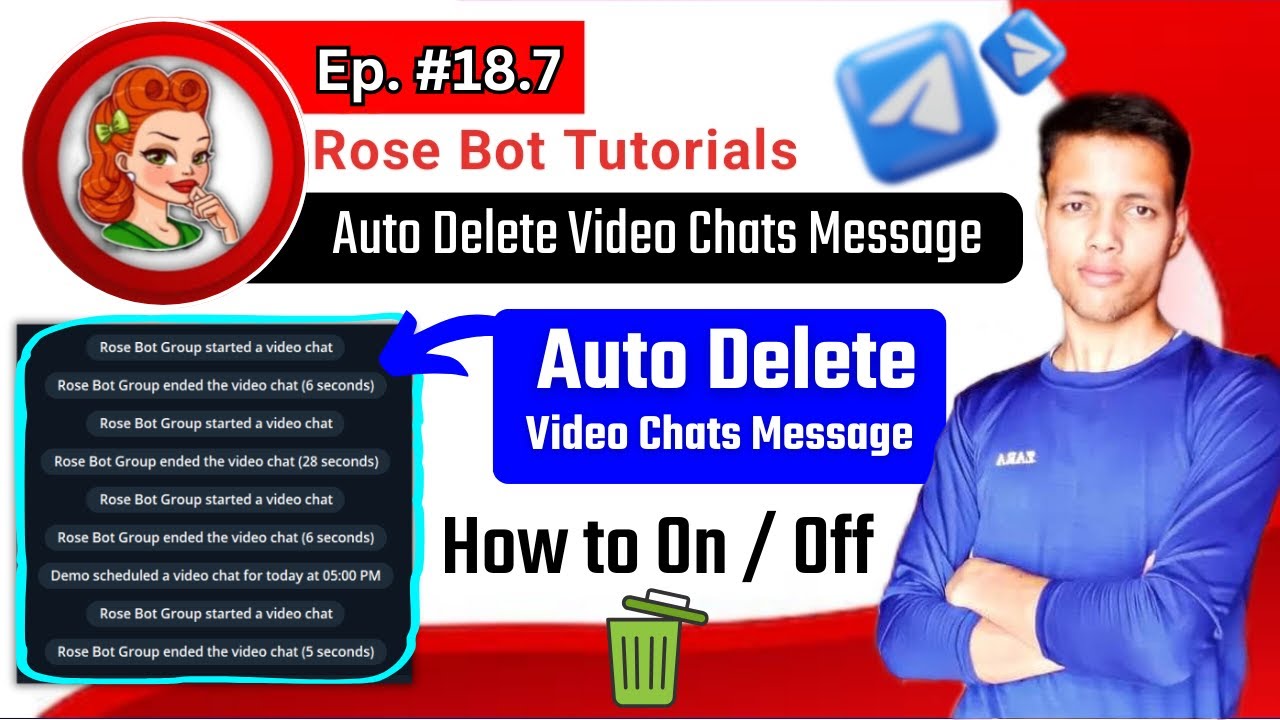 Message Delete Bot 🔴 Ep 18.7 || Auto Delete Telegram Video Chat Service Messages in ...