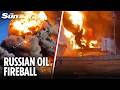Dramatic moment huge fireball erupts after Ukrainian drone strikes Russian oil pumping station