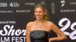 Bella Glanville on the red carpet at the opening night of the 2026 HollyShorts Film Festival