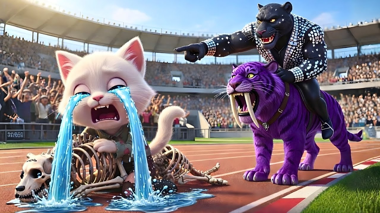 OMG! The Tiny Kitten Defeats The Black Panther, Wins The Saber-Toothed Tiger Race | AI Cat Story