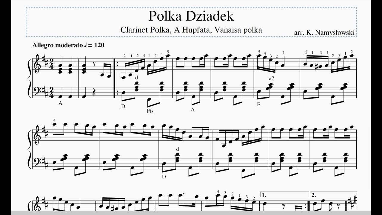 Polka Dziadek Akordeon Nuty Clarinet Polka A Hupfata Accordion Sheet Music Youtube