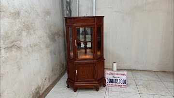 [ Hàng Đặt ] Tủ rượu góc 60 trơn cao 1m52 - gỗ hương đá - Đồ Gỗ Kinh Bắc