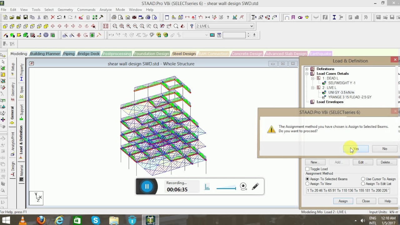 Shear Wall Design StaadPro V8i IS 4562000 YouTube
