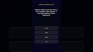 🟡 Disease affects 0.1% pop. Test is 99% sensitive, 98% specific. If o... | JEE Quiz #shorts