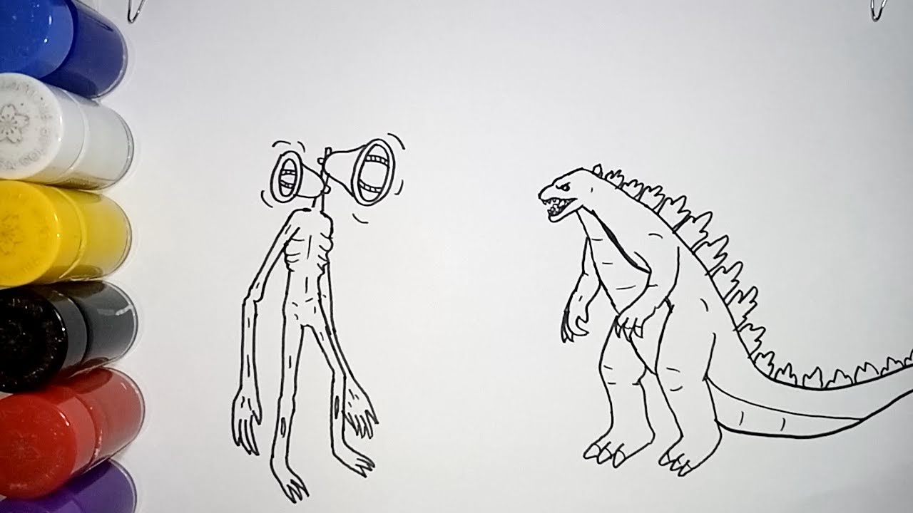 Godzilla vs siren head coloring pages