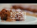 Vegan Blondies with Salted Caramel Sauce | Deliciously Ella