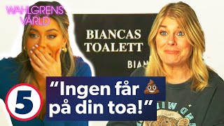 Wahlgrens värld | Pernilla blir förstummad över Biancas personliga toa | Kanal 5 Sverige