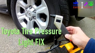 Quick and easy trick to get rid of the tpms light. click on amazon
links below for cheapest prices items in this video. toyota spare tire
tool - $39 w...