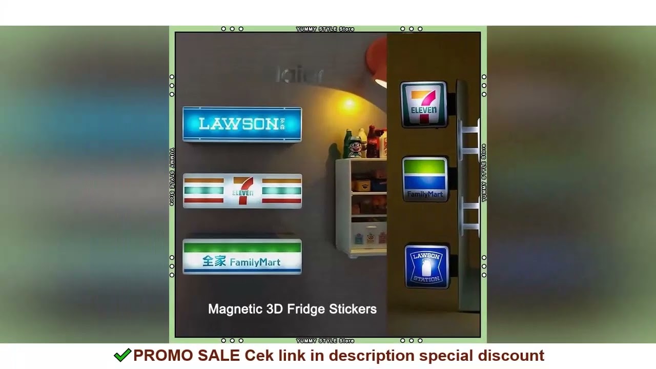 Magnetic 3d Fridge Stickers Convenience Store Magnets Light Signs Model Ornaments 711 Luminous Light