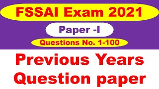 FSSAI Previous year question paper    ( Paper I)