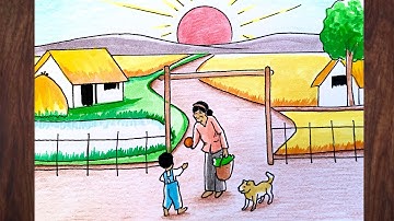 Vẽ Tranh ĐỀ TÀI PHONG CẢNH QUÊ HƯƠNG | how to draw scenery for everyone #vetranh