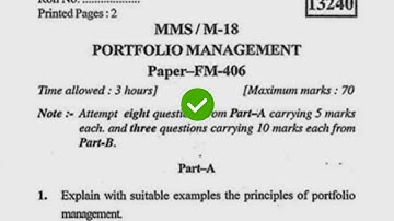 2018 Kuk MBA 4th Sem Portfolio Management Question Paper