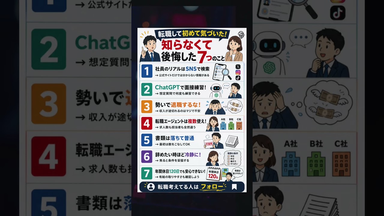 知らないまま転職すると後悔しやすい7つのポイント