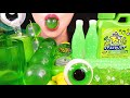 ASMR GREEN FOOD: GUM POWDER, EDIBLE JELLO CUPS, GRAPE JELLY, NIK L NIP WAX BOTTLE, ROCK CANDY, GUMMY