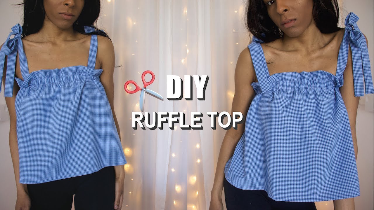 DIY Gathered Ruffle Top with tie Straps for the Summer (Pattern ...