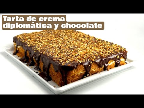 Tarta de crema diplomática y chocolate