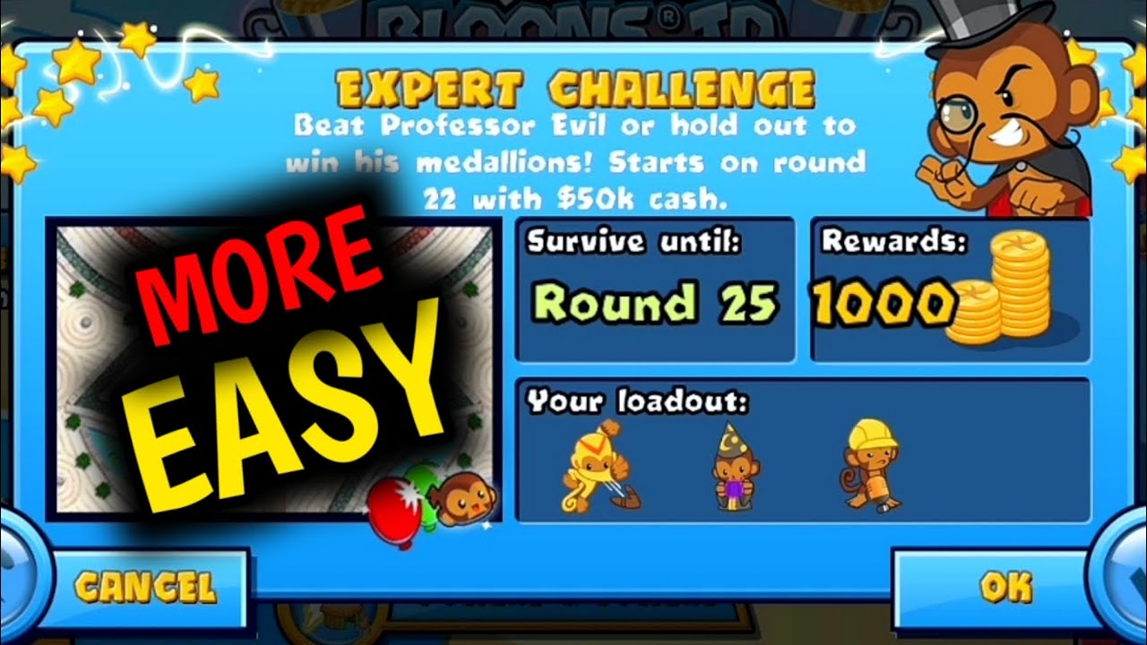 How to Beat New Professor Evil Expert Challenge Week 26 Round 25 More Easy BTD BATTLES... 🐵