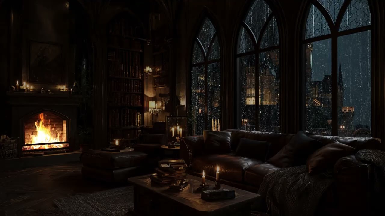 Royal Castle Fire Ambience | Silent Courtyard Immersed in Deep Night Calm