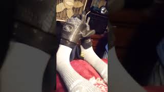 Funny, Female With Gloves On Her Feet,