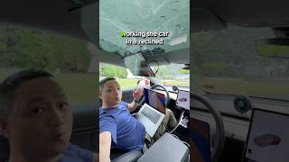 The most comfortable car workstation for Tesla Model 3 and Y with a portable monitor #uperfect