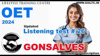 GONSALVES OET listening test 26 (answers in the description)