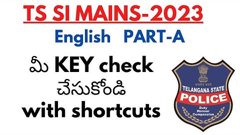 TS SI MAINS Key-2023  ||  Conducted on 8th April  ||  English key with shortcuts