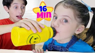 Mimi e Julinha em uma História engraçada sobre Beber Água e Aventuras com a Irmã Bebê