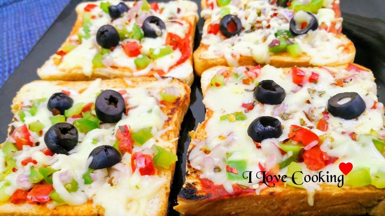No Bake Bread Pizza Recipe On Pan | Eggless Pizza without Oven |Quick ...