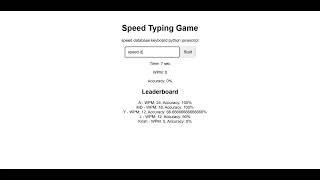Speed Typing Game (CS50X 2025 Final Project)