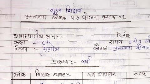 प्रस्तावना सूक्ष्म पाठ योजना "वर्षा" भूगोल  class-6 micro lesson plan b.ed d.el.ed btc