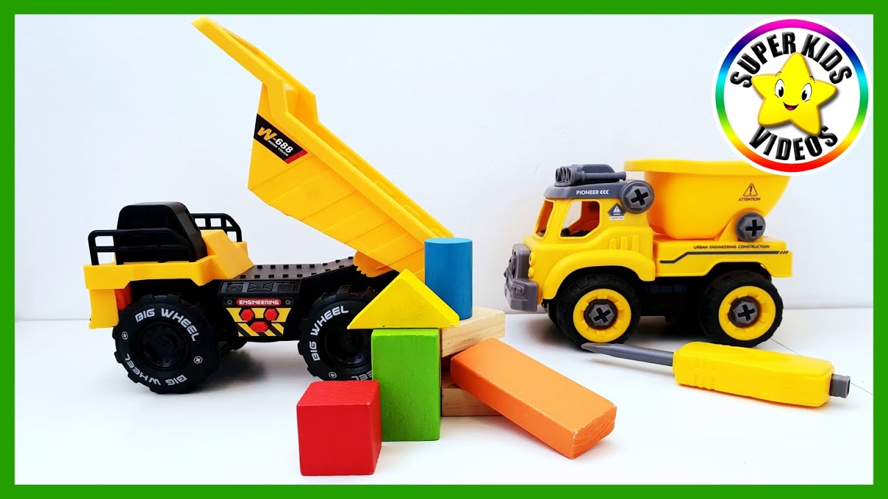 Toy Trucks for Kids ☆ Learning Colors & Shapes with Dump Trucks ☆ Assemble Dump Truck