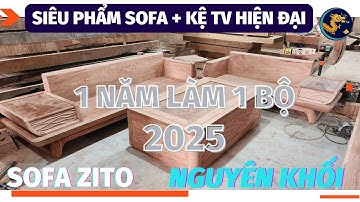 🔴 Mộc Thô bộ SOFA Gỗ Nguyên Khối Mẫu Mới 2025 - Kèm Kệ TV Hiện Đại Gỗ Hương Đá