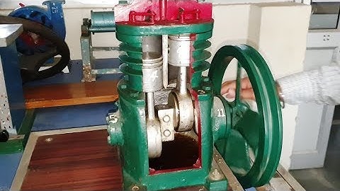 Open Type Reciprocating Compressor Piston Engine Project Model For Mechanical Student.