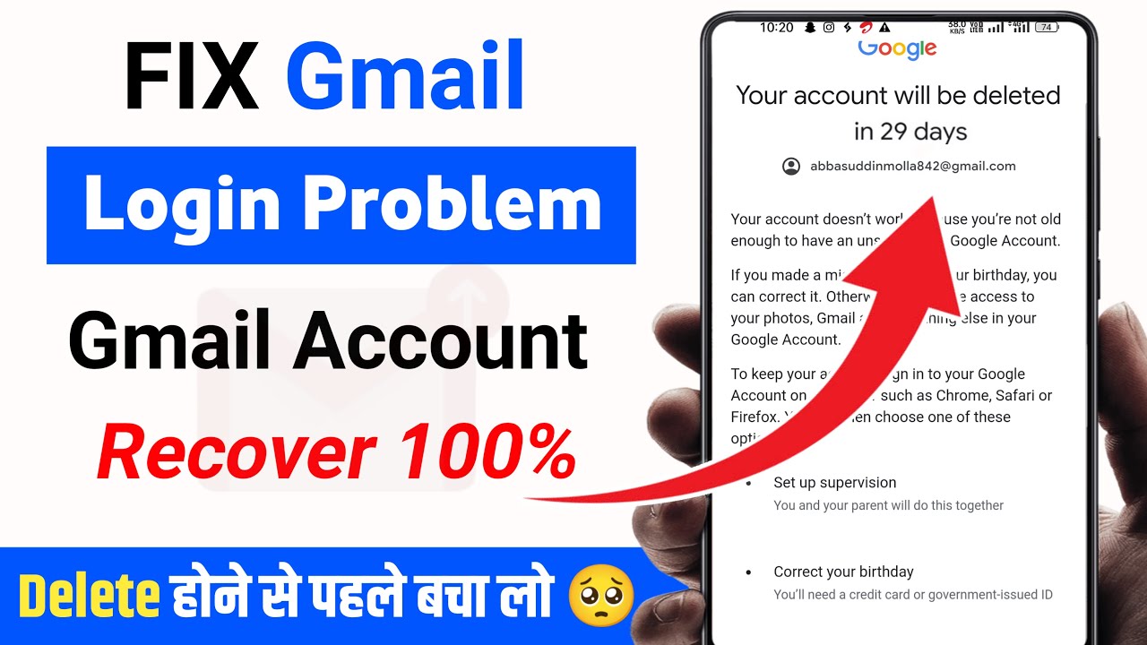 Your account will be deleted in 29 days gmail problem how to recover