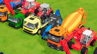 transporting excavator mixer truck tractors backhoe loaders beamng.drive game farming simulator 22
