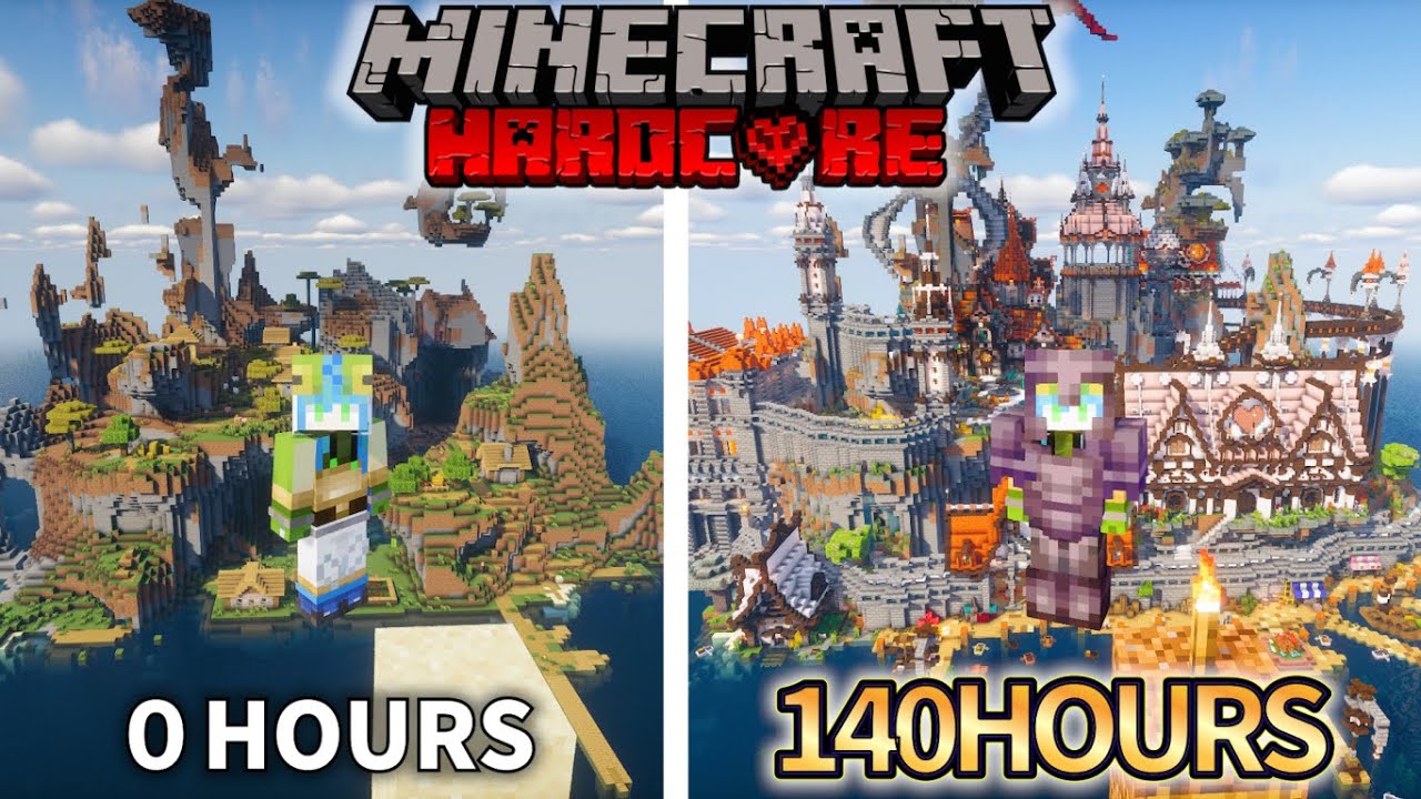 【マイクラ】一気見！ハードコアで１４０時間、100Days以上の時間をかけた建築ガチ勢の孤島生活,らなクラ極シリーズ全話まとめ総集編 【マインクラフト 実況】