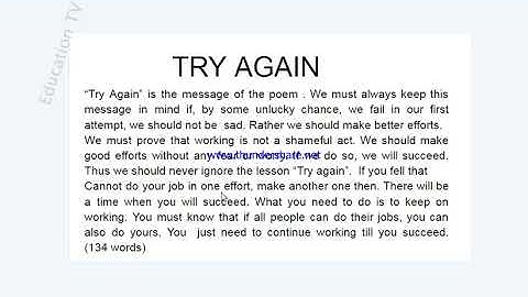 Summary 10th class Try Again | Easy summary | Education Tv