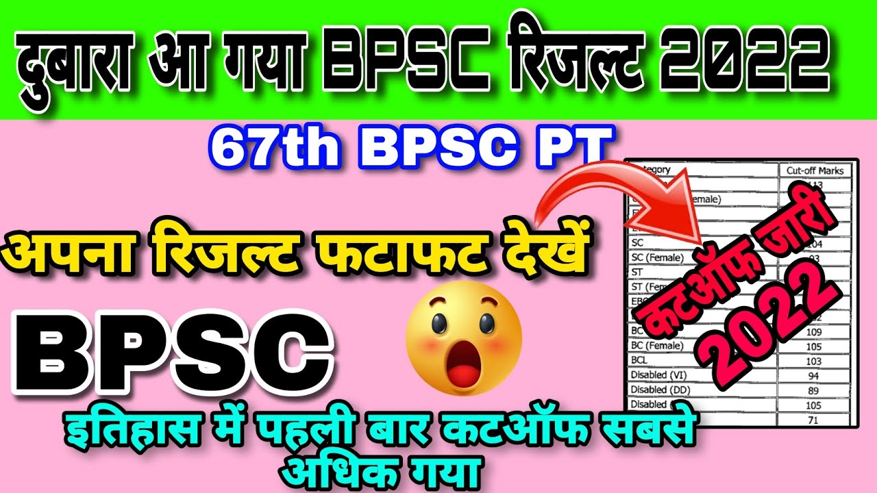 BPSC Result 2022 | 67th BPSC PT | BPSC Cutoff 2022 में हुई गड़बड़ी ...