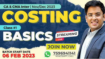 COSTING - Class 1 | CA & CMA Inter - Nov/Dec (2023) | Gourav Kabra @gkabra