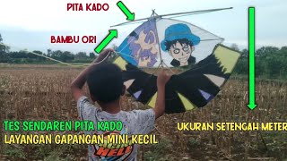 Tes Sendaren Layangan Gapangan Mini Kecil Uk Setengah Meter Sendaren Pita Kado